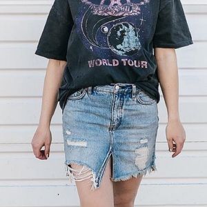 Free People Distressed Denim Skirt